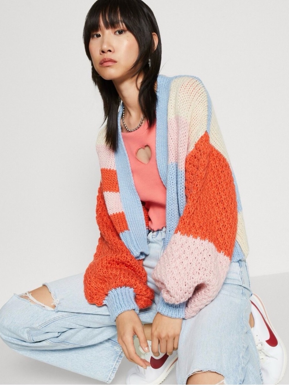 Colorblock Open-Front Knit Cardigan by Cotton:on | size 12